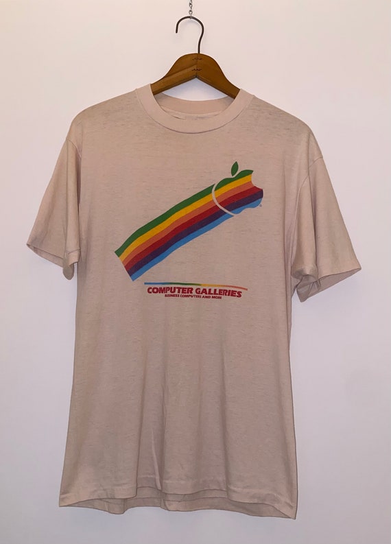 APPLE Computer Galleries Rainbow Logo T Shirt