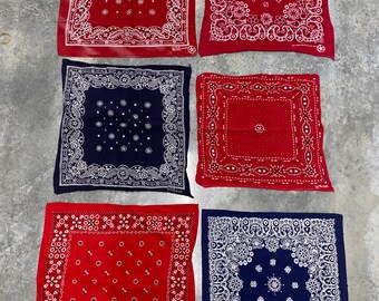 Lot Of 6 Vintage Bandanas