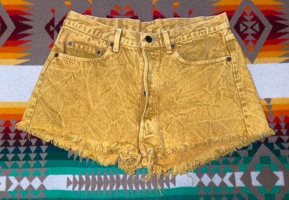 Levis 501 Button Fly Mustard Yellow Cut 