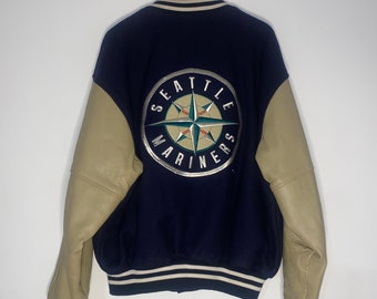 Vintage 1990s MLB Seattle Mariners Leather Varsity Jacket Sz. XL