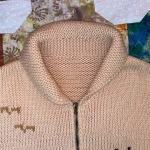 Vintage 60s Cowichan Moose Wool Sweater Jacket Full Zip Hand Knitted Lash Zipper image 5
