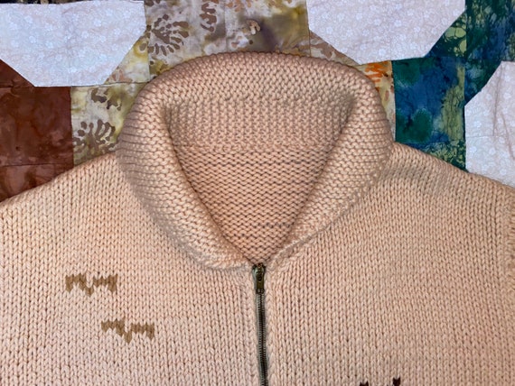 Vintage 60s Cowichan Moose Wool Sweater Jacket Fu… - image 5