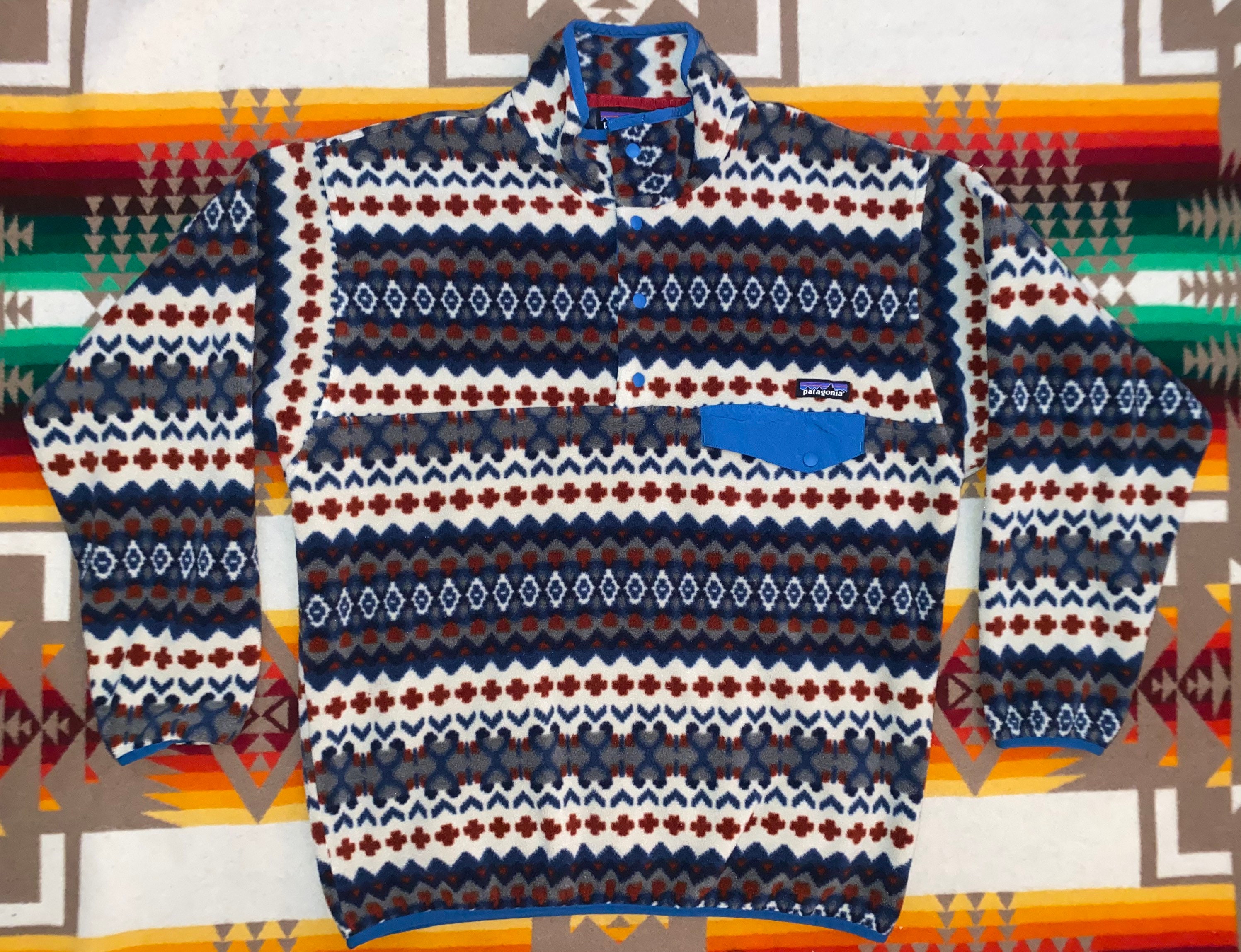 00s Size L Patagonia Fleece Synchilla Aztec Funky Patterns 1/4 - Etsy