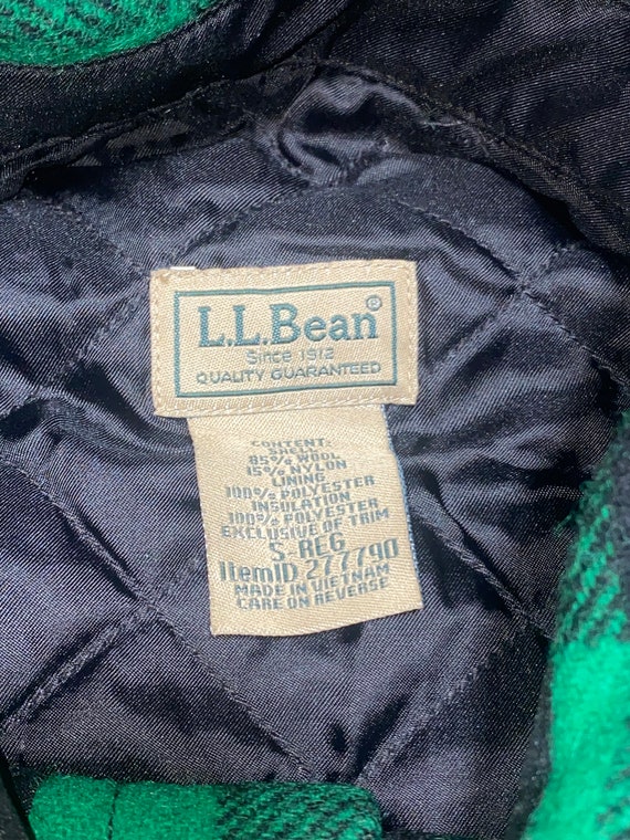 LL BEAN Green Black Buffalo Plaid Shirt Coat Size… - image 3