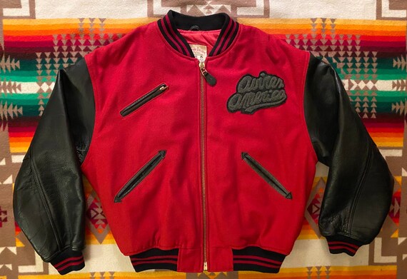 Scorecard America Leather Wool Letterman Jacket Sz