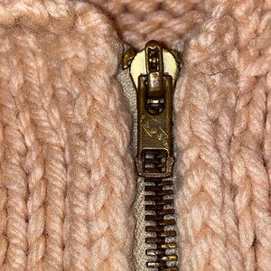 Vintage 60s Cowichan Moose Wool Sweater Jacket Full Zip Hand Knitted Lash Zipper image 6