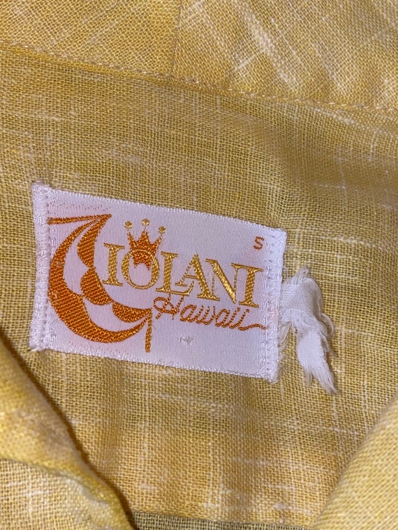 Vintage Iolani Vintage 60s Yellow Linen Weave Tun… - image 6