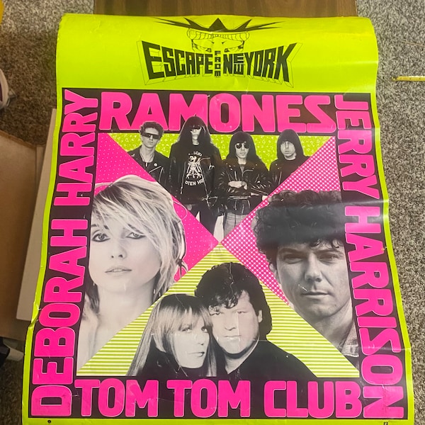 Vintage Escape From New York Concert Poster 1990 The Ramones Deborah Harry Tom Tom Club