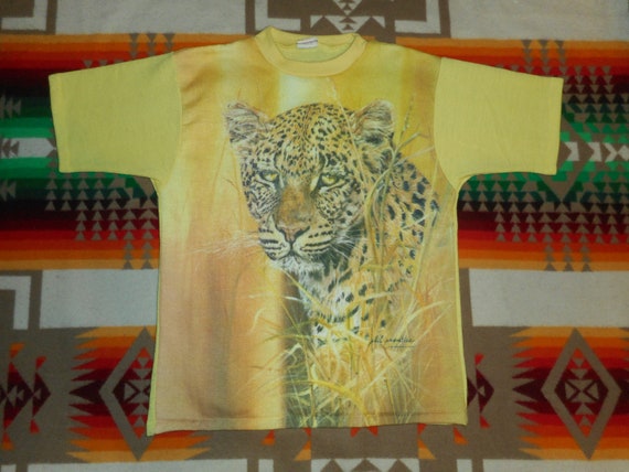 70s Phil Prentice Leopard Nature T Shirt Sz Small