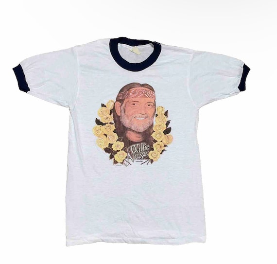 Vintage 80s Willie Nelson Ringer T Shirt - image 1