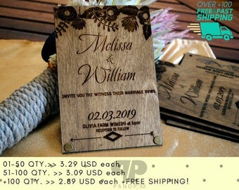 wooden invitations etsy
