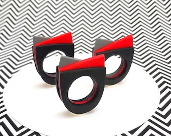 Black and gray red ring in polymer clay
