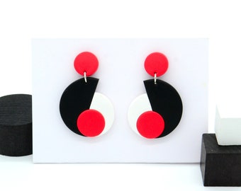 Red, black and white earrings