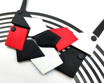 White black and red statement necklace