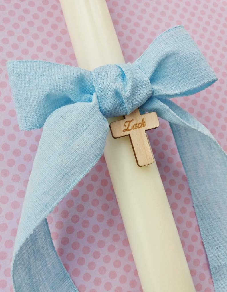 Baptism Candle. Christening Candle. Personalised. Round and Etsy UK