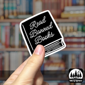 Read Banned Books - kindle sticker, laptop, water bottle, bookish, book lover gift