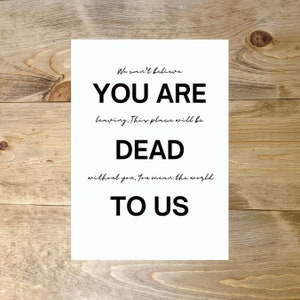 You Are Dead To Us Co-worker Miss You Card