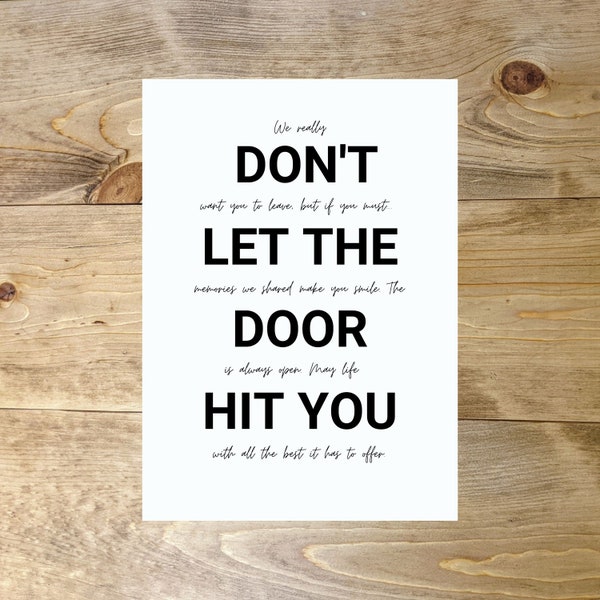 Don't Let The Door Hit You - Co-worker Miss You Card