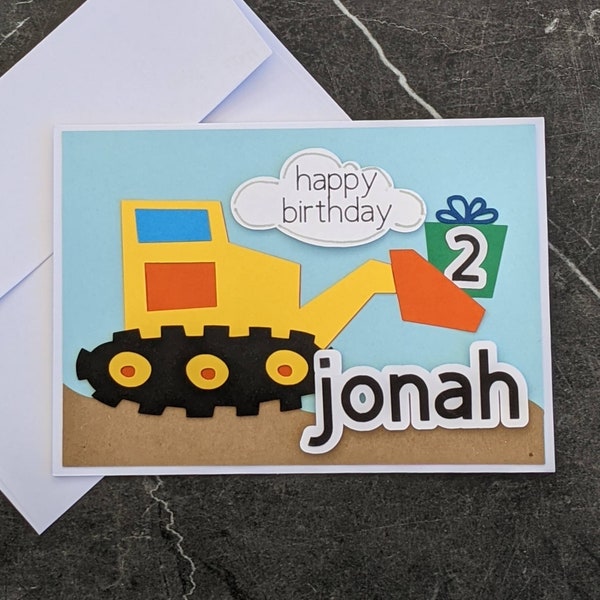 Personalized Handmade Excavator Birthday Greeting Card