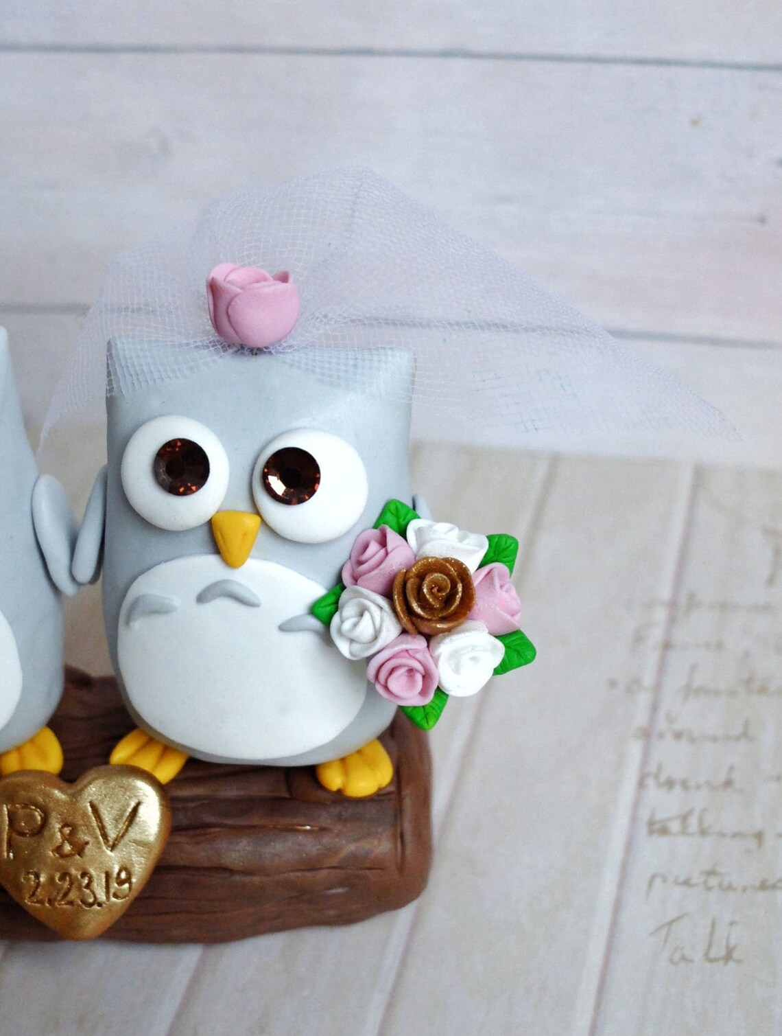 Owl wedding cake topper Bird wedding for cake Owls cake decor Etsy
