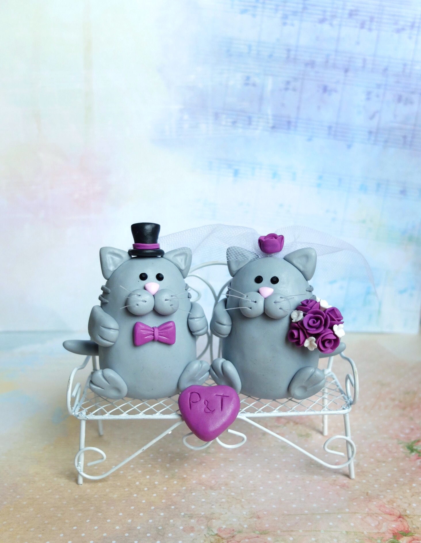 Cat cake topper wedding Bride and groom cat Custom cake Etsy