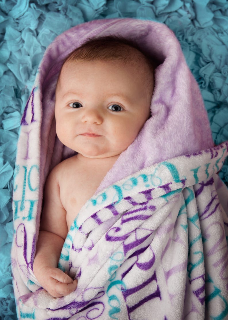 Baby Name Blanket Soft Minky Personalized Custom Monogramed Etsy