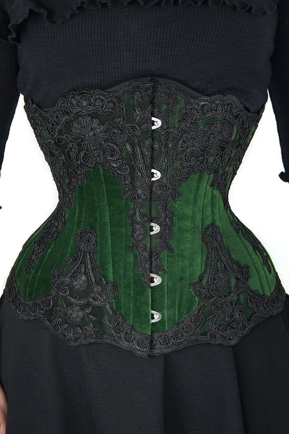 Green Velvet Underbust Corset Black Lace Gothic Goth Waisttraining  Tightlacing Steel Boned Fairy AURORA -  Canada