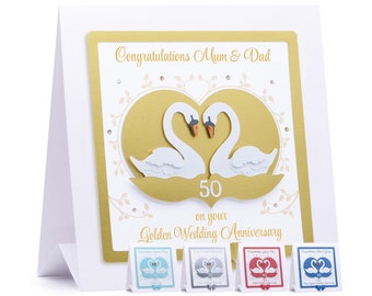 Personalised Wedding Card  - Personalised Anniversary Card - Luxury - Boxed - Silver Anniversary Card - Golden Anniversary Card