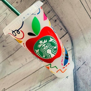 Teacher Starbucks cup, personalized Starbucks cup, Christmas Teacher gift, teacher crayon tumbler, teacher appreciation gift