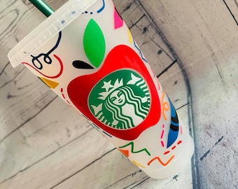 Teacher Starbucks cup, personalized Starbucks cup, Christmas Teacher gift, teacher crayon tumbler, teacher appreciation gift