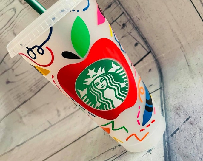 Featured listing image: Teacher Starbucks cup, personalized Starbucks cup, Christmas Teacher gift, teacher crayon tumbler, teacher appreciation gift