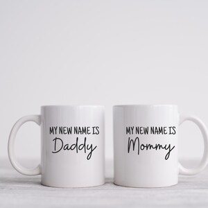 My new name is mommy coffee, mom to be gift, new mom gift birthday, new parent gift set, new mom and dad cups, Christmas gift for mom