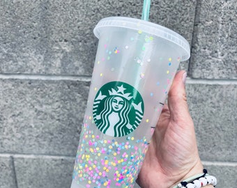 Spring Starbucks cold cup, pastel glitter spring tumbler, Easter Starbucks cup, Mothers day gift, Easter basket stuffers for adults,