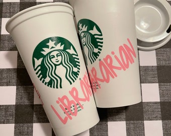 Librarian Starbucks cup, librarian cup, librarian gifts, personalized Starbucks cup, back to school Starbucks,