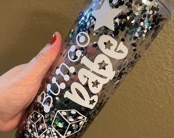 Bunco babe, Bunco snowglobe tumbler, bunco tumbler, bunco gifts, Christmas gifts for her, secret santa, glitter tumbler