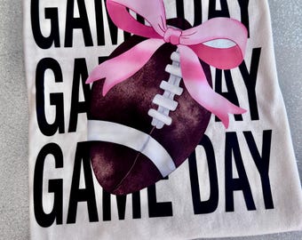 Gameday football shirt, bow shirt, football mom shirt, Friday night lights, bow football shirt,