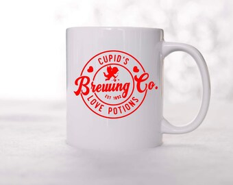 Cupids brewing co mug, Valentines day coffee mug, valentines day gift for her, Cupid coffee, brewing co valentine,