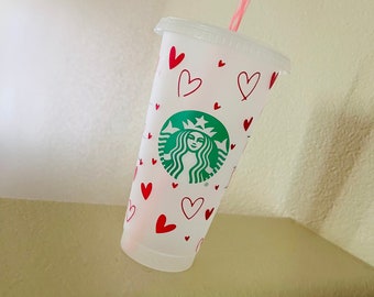 Valentines heart Starbucks cup, valentines gift for her, Valentines Day gift, Starbucks reusable cup personalized, galentines day gifts,