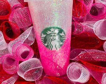 Valentines Starbucks, All you need is love, Starbucks reusable cold cup, personalized cups, glitter cold cups, starbucks glitter cold cup
