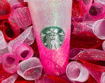 Valentines Starbucks, All you need is love, Starbucks reusable cold cup, personalized cups, glitter cold cups, starbucks glitter cold cup