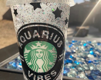 Aquarius Vibes Starbucks reusable cup, Starbucks, personalized cups, zodiac, birthday cup, zodiac sign, Aquarius