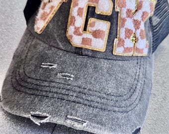 VGK women’s hat, Vegas golden knights, hockey hat, snap back hat, hockey fan hat, distressed hat for women