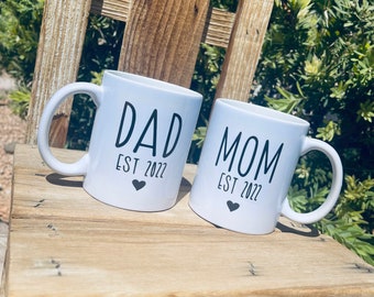 Mom and Dad EST 2024, mom and dad Mug set, new parents gift for couples, new mom to be gift, Christmas gift for mom, new dad gift from wife