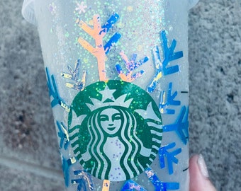 Snowflake Starbucks cup, Starbucks glitter cold cup, winter Starbucks cup, personalized Starbucks cup, custom glitter cup, Christmas gift