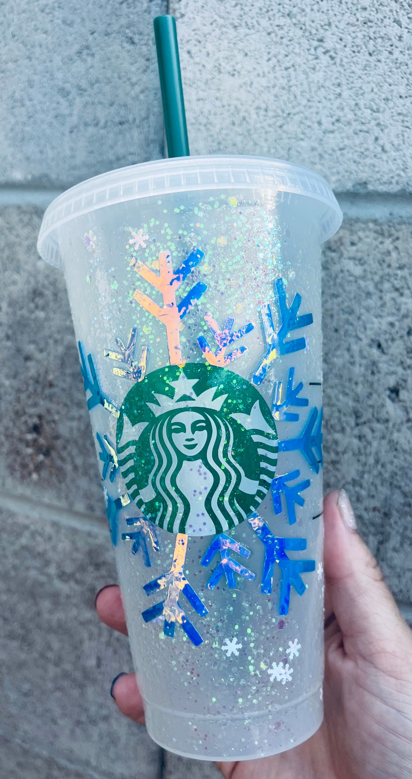 Snowflake Starbucks cup Starbucks glitter cold cup winter Etsy