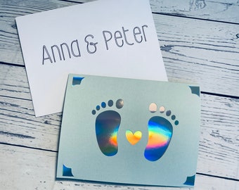Personalized Baby Card, new baby, congratulations, gift message card, add-on, new parents card,