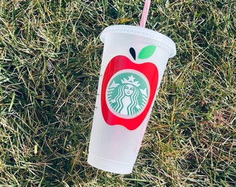 Teacher Starbucks cup, teacher apple personalized Starbucks cup, teacher coffee, big hearts little minds, teacher gift,