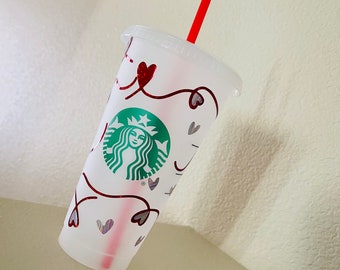 Valentines heart Starbucks cup, valentines gift for her, Valentine’s Day, Valentine’s Day gift, Starbucks cold cup, love Starbucks cup,