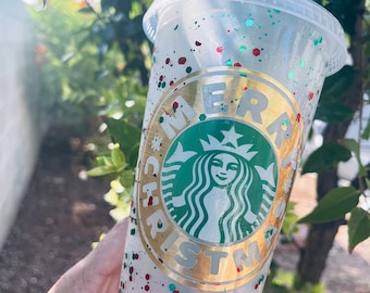 Christmas Starbucks Cup, Christmas cold cups, Starbucks holiday cup, Christmas glitter cup, custom glitter cup,  starbucks glitter cup,