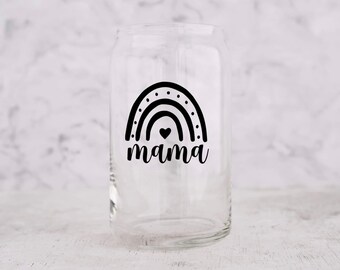 Rainbow mama, mama beer can glass, mothers day gift for new mom, mama iced coffee glass, new mom gift, mom gift from husband, gifts for her,
